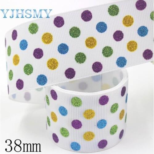 YJHSMY I-191121-2553,38mm,5yards Bronzing cartoon Printed grosgrain Ribbons,Clothing bow cap DIY decorations materials