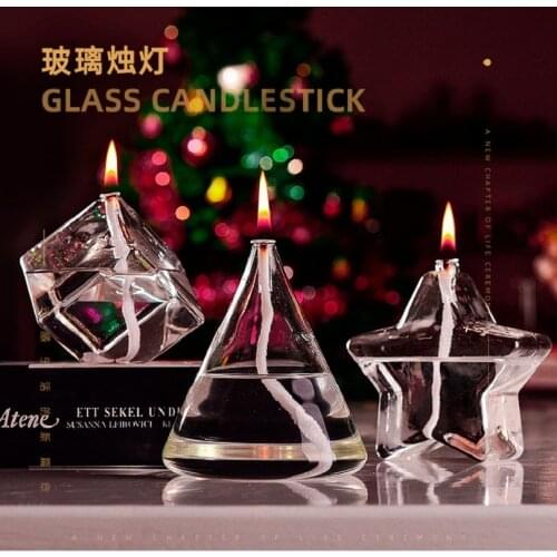 O.RoseLif Handmade Creative New Glass Candlestick Nordic Romantic Oil Alcohol Lamp Smokeless Butter Lamp Home Decoration