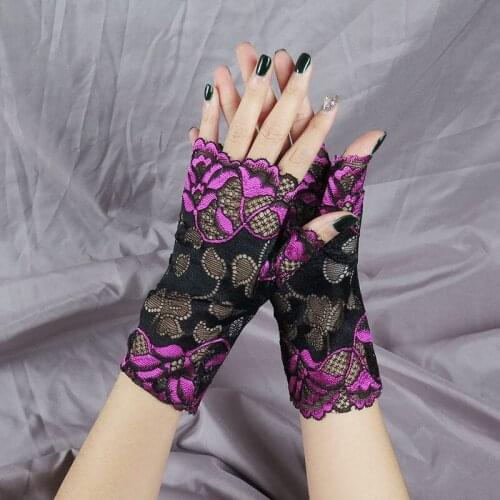 Summer Sailor Dance Long Fingerless Womens Sexy Lace Gloves Ladies Half Finger Fishnet Gloves Elegant Mesh Mitten Handschoenen
