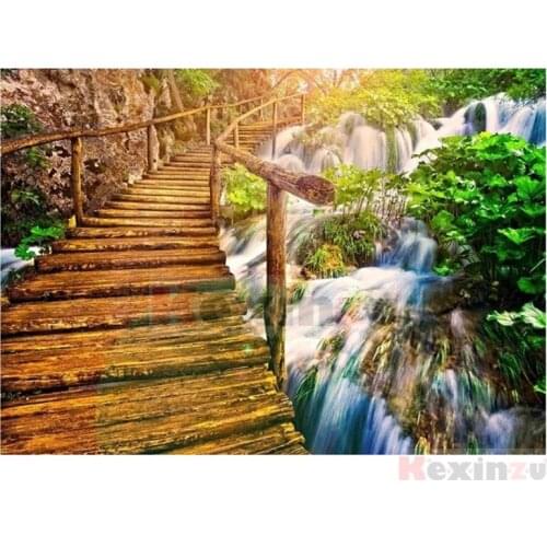 Kexinzu Full 5D DIY Square/Round Drill Diamond Painting "Wooden bridge" 3d Diamond Embroidery Cross Stitch Decor Gift Ke40