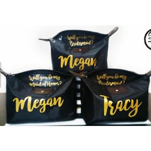 Set of 6 Bridesmaid Makeup Gift Make Up comestic Lingerie Bags Bridesmaid, Maid of Honour Unique Gift for Bridal Party purses