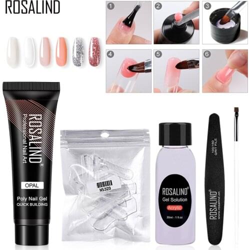ROSALIND 15ML Poly Nail Gel Set For Nail Extension Finger Quick Building Gel Vernis Semi Permanent Gel Polish Kit Base And Top