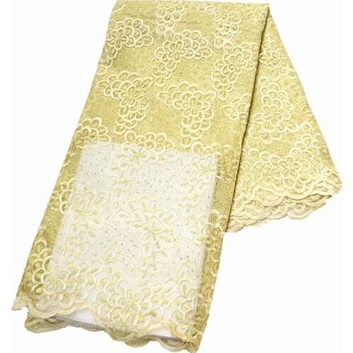 Latest 5yards of african lace fabric 2021 high quality lace with stones net french lace fabric