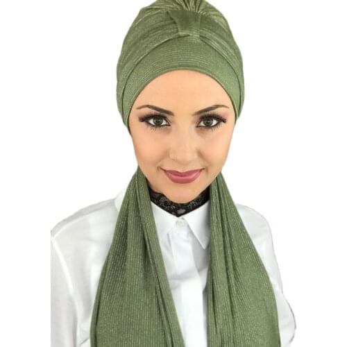 New Fashion 2021 Hijab Turban Lady Hat Seasonal Scarf Hijab Foulard Single Size Green Hijab Horsehair Bone