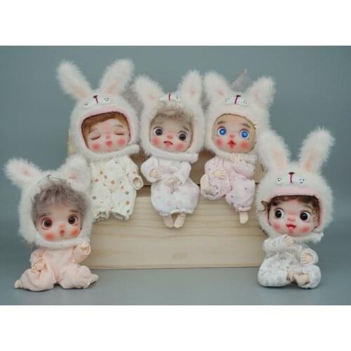 Ob11 doll one-piece dress BJD GSC PD9 plain body crawling dress Jasmine hat soft pottery doll pajamas doll clothes