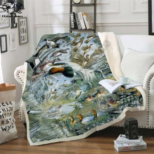 Duck Hunting Blanket 3D printed Sherpa Blanket on Bed Home Textiles Dreamlike HOME ACCESSORIES