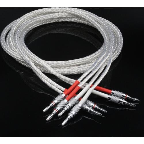 Audiophile 8AG 8N OCC Silver Plated Hifi Audio Speaker Cable Amplifier Line Y - Spade or Banana - Y Plug