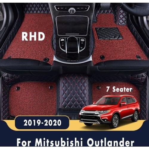 RHD Luxury Double Layer Wire Loop For Mitsubishi Outlander 2020 2019 7 Seater Car Floor Mats Auto Accessories Interior Covers
