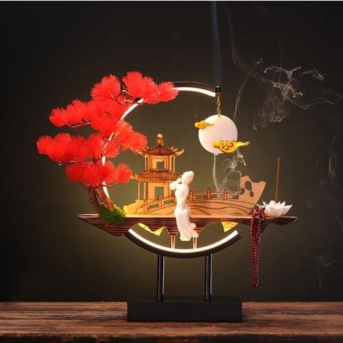 Led Eletric Incense Burner Light Holder Temple Smoke Fountain Candle Aroma Incense Burner Stand Encensoir Zen Garden YD50XL