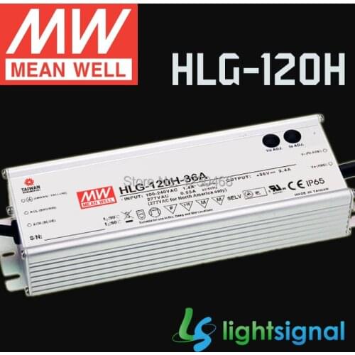 MeanWell LED driver HLG-120H with 120W IP65 / IP67 Waterproof PFC optional dimming LED driver
