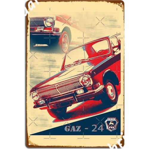 Volga Russian Classic Car Gaz 24 Metal Plaque Poster Club Home Funny Plaques Party Tin Sign Poster
