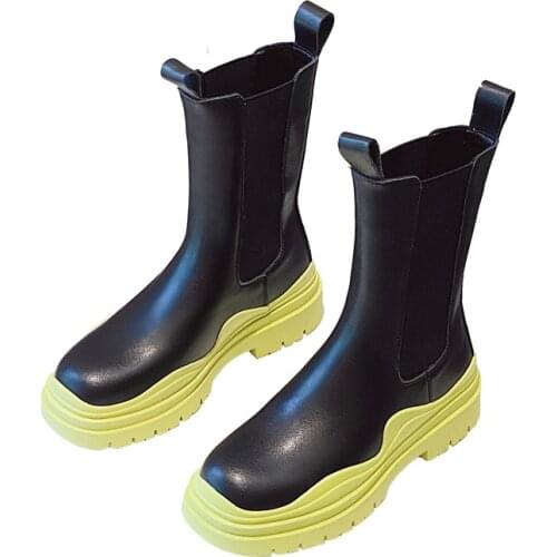 2021 New Design Woman Boots Platform Ladies Genuine Leather Womens Shoes Fashion Style Female Autumn Chelsea Boots S6199