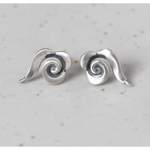 FNJ Lucky Cloud Stud Earrings 925 Silver Original Pure S925 Sterling Silver Earring Women Jewelry