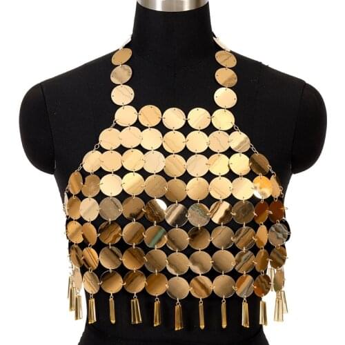 Bra Chain Body Strap Chain Ladies Sexy Beach Swimsuit Metal Chain Womens Harness Sequin Clothing Festival Carnival Wear
