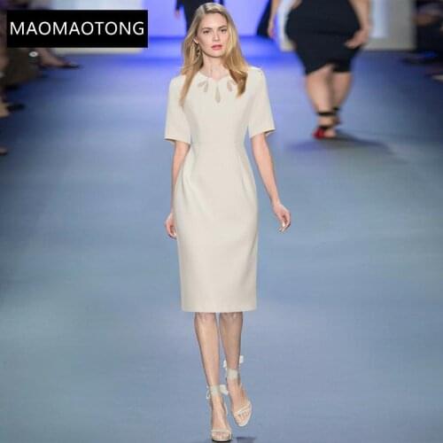 Fashion Designer Summer Slim Midi Dress Womens V-Neck Mesh Splicing Short sleeve Hollow out Solid Office Lady Dress