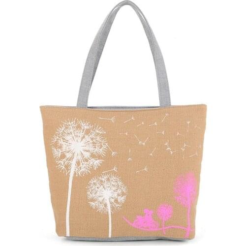10PCS / LOT Folding Shopping Dandelion Bee Casual Printing Shoulder Bag Women Reusable Canvas Shopper Bag