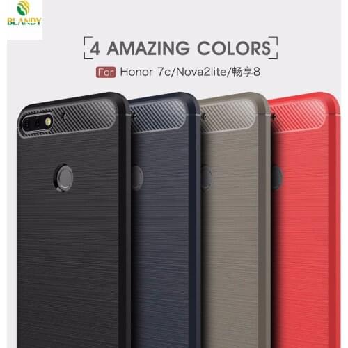 100pcs/lot For Huawei Y9 2018 Enjoy 8 plus Carbon Fiber Silicone cover Case For Huawei Honor 7A Y6 2018 7C Enjoy 8 Y7 Prime 2018