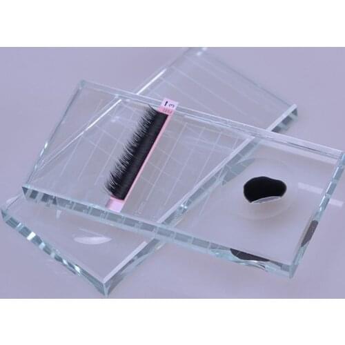2 In 1 Glass False Lashes Adhesive Glue Pallet Stand Holder Eyelash Extensions Transparent Tray Makeup Cosmetic Tool