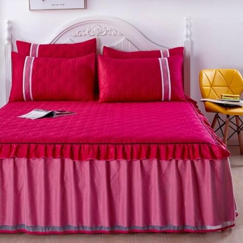 2019 new products Cotton quilting Bedspread Fitted Sheet Pillowcases 2/3 pcs Luxury Princess Style Double lace Bedding