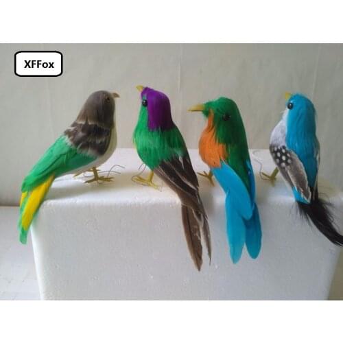 4 pieces a lot simulation small bird models foam&feather lifelike colourful birds gift about 12cm xf0443