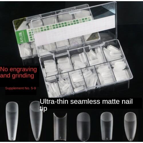 500 Pcs/lot Free-polished Nail Slices Ultra-thin Water Droplets Shape Transparent Frosted Semi-stick and Full-stick Nails Slices