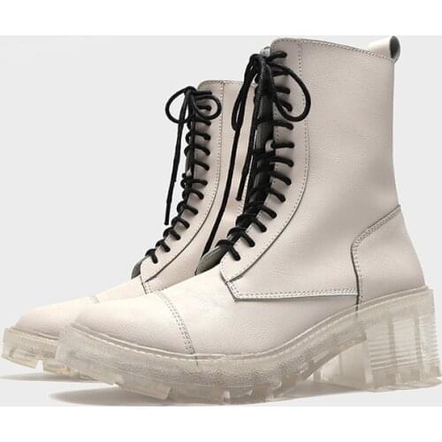 Nice Winter Couple Women Ankle Boots Work Boots Women Genuine Leather Boots Martens Autumn Botas Mujer Female Comfortable Shoe