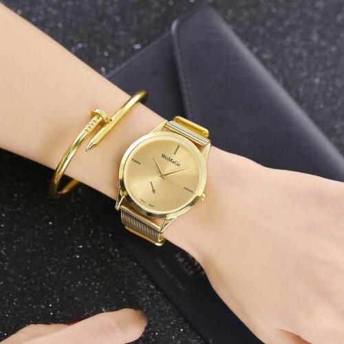 New Women Gold Watches WOMAGE Brand Watches Mesh Band Watches Women Quartz relogio feminino reloj mujer horloges vrouwen