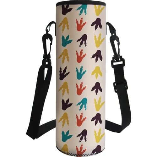 Cartoon Dinosaur Paw Printed Water Bottle Cover Insulation Shoulder Bottle Bag Pouch Large Capacity Insulated Water Bottle Bags
