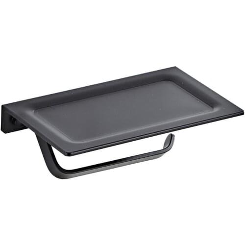 Space Aluminum Toilet Paper Holder Black Hotel Tissue Holder Toilet Roll Holder Mobile Phone Shelf Toilet Paper Holder