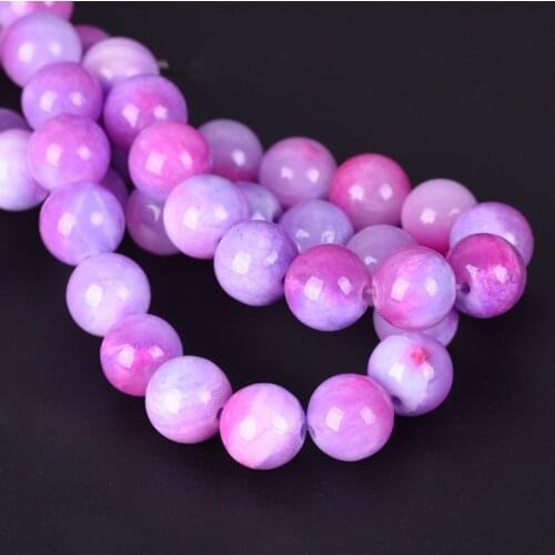 40pcs Round 10mm Rose & Purple Rock Stone Loose Beads lot for Jewelry Making DIY Crafts Findings