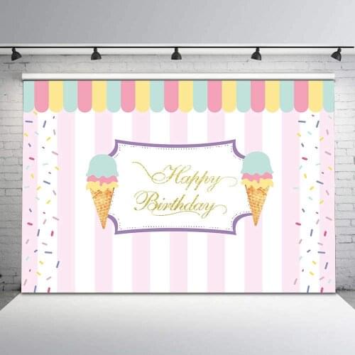 Ice Cream Background Cream Girl Birthday Party Photography Backdrop For Baby Newborn Shower Decorations Supplies