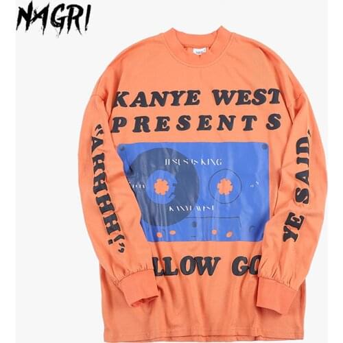 NAGRI Kanye Presents Long Sleeve T-shirt Streetwear Hip Hop Pullover Pocket T-shirt 2020 Spring Autumn Print Sweatshirts