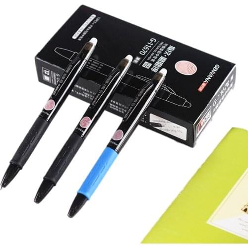 GENVANA G-11670 Erasable Friction Gel Ink Pen 0.5mm Press Neutral Pen Black/Blue 12pcs/box Smooth Write School Office Stationer