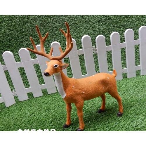 Simulation deer polyethylene&furs male sika deer model large 28x35cm stage prop,home decoration Xmas gift w1298