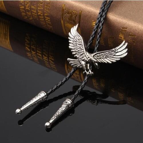 Indian Eagle Pendant Necklaces Dance Bolo Tie Fashion Western Cowboy Rodeo Leather Belt Necktie Necklace Men Women jewelry chain