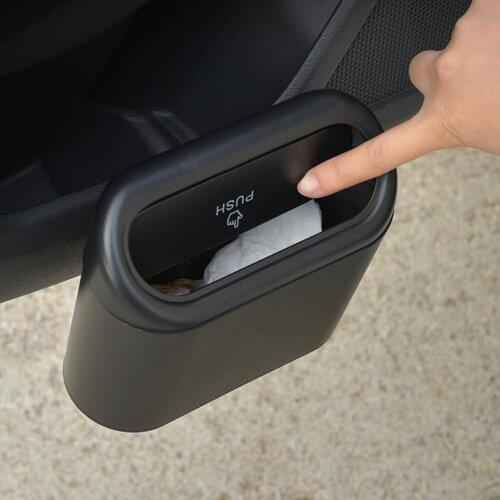 Press Design Flip Cover Car Trash Bin Mini Hanging Vehicle Garbage Dust Case Wear-Resistant Storage Box Auto Interior Supplies