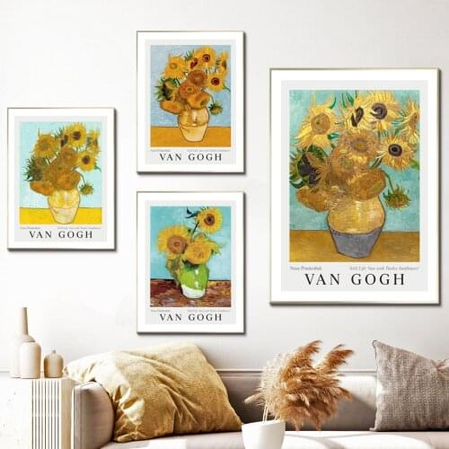 Vincent Van Gogh Vase Five Sunflowers Wall Art Canvas Painting Nordic Posters And Prints Wall Pictures For Living Room Decor