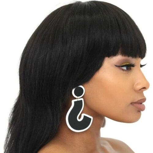 Club Cool European Funny Symbol Plate Sign Black Acrylic Earring Punk Plus Size Question Mark Big Long Earrings for Women