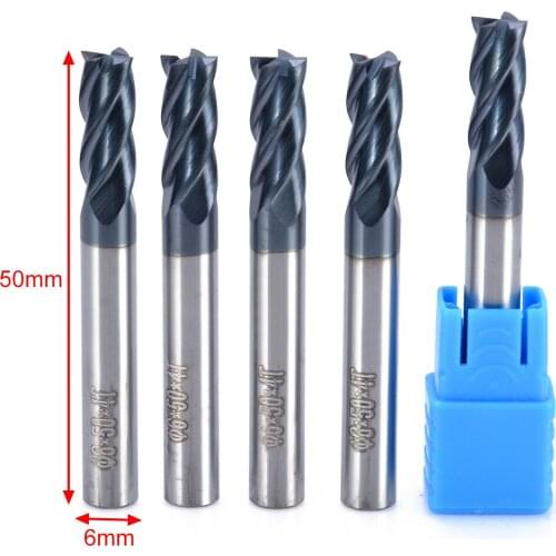 5Pcs/Set 4 Flute End Mill Cutters 6mm Shank Tungsten Carbide End Mill For CNC Machine Milling Cutters Tools