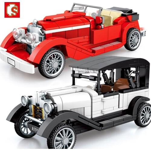 SEMBO City Retro Racing Vehicle Model Building Blocks Classic Car Bricks Educational Technical Toys for Children Boy Gift
