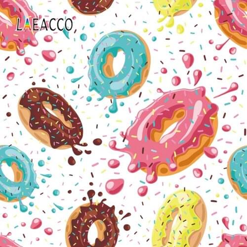 Laeacco Delicious Sweets Donuts Cakes Candy Party Poster Photographic Background Banner Scene Photography Backdrops Photo Studio
