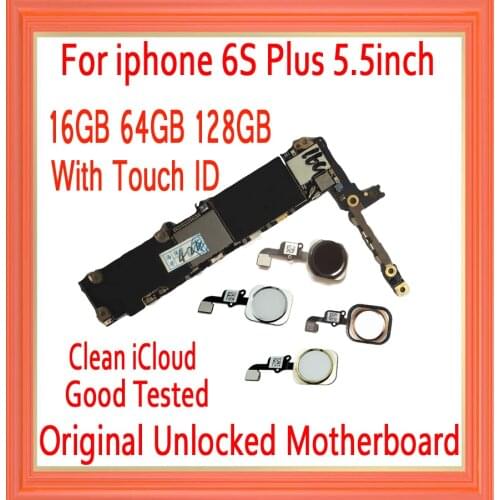 16gb / 64gb / 128gb for iphone 6s plus Motherboard with Touch ID,Original unlocked for iphone 6s Plus Mainboard,Free iCloud