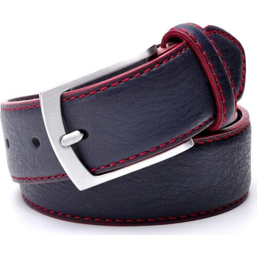 Foreign Trade Leather Mens Belt Pin Buckle Cowhide Designer High-Quality Trendy Casual Business All-match belt for men2021 Gift