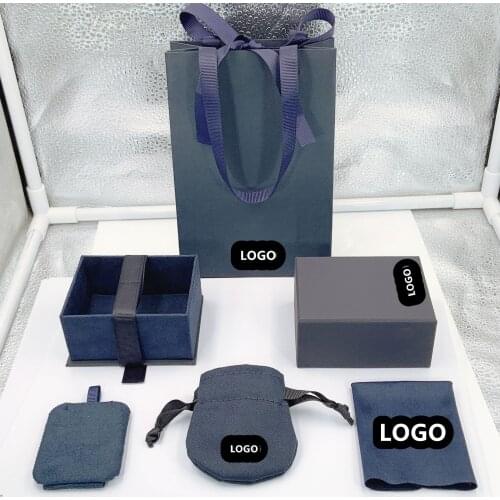 Fashion Original Jewelry Package Silver Polishing Cloth Box Bag with Brand Logo for Earrings Necklace Bracelet Ring