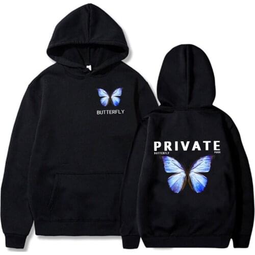 Fashion Blue Gradientn Explosion Private Butterfly Women Hoodies Sweatshirts Autumn Long-Sleeved Women Harajuku Street Hoodies