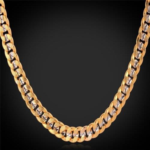Kpop Men Jewelry Vintage Necklace Gold Color Two Tone Jewelry Fashion Necklaces For Women N077
