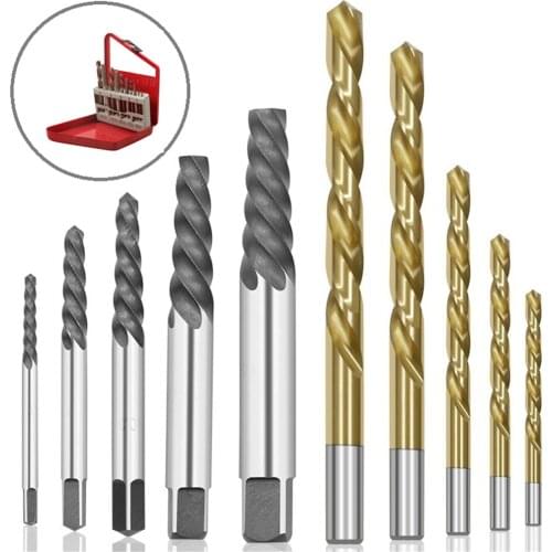 10pcs Damaged Screw Extractor Set Cobalt Left Hand Drill Bit Alloy Steel Broken Bolt Remover With Metal Case