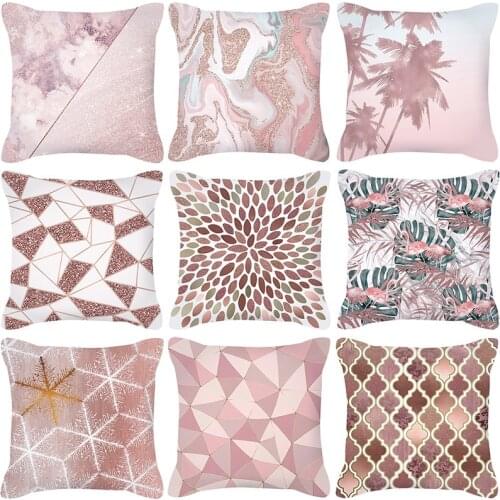 Nordic Style Rose Gold Pink Geometric Animal Plants Pillowcase Pillowcase Cushion Cover Back Cushion Cover Home Decoration