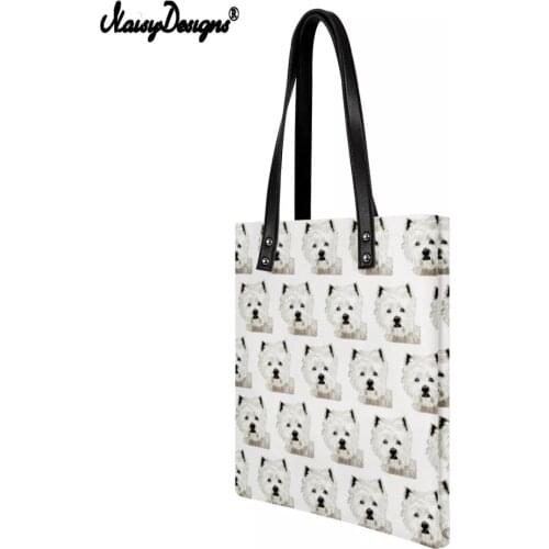 New West Highland Terrier Women PU Leather Shoulder Handbag Ladies Hasp Luxury Top-handle Bags Bolsa Feminina Shopping Packets