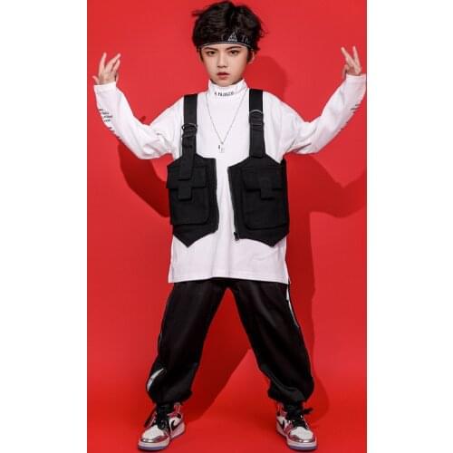 Ropa de hip-hop para niño, sudadera grande, top, abrigo sin mangas, chaleco, ropa de calle, pantalones para niña, ropa de baile